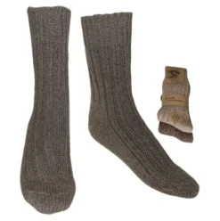 Alpaka Uldstrømper Brun & Beige Tykke 2-pak | Str. 43/46