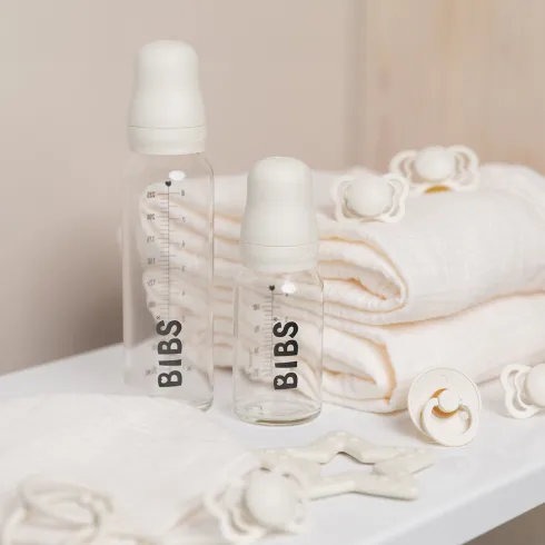 Baby Glass Bottle Complete Set Latex 110ml Ivory