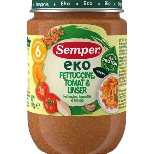 Babymos Fettucine Tomat & Linser Fra 8 Mdr. Økologisk