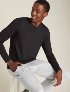 Men´s Long Sleeve Crew Neck T-shirt Sort | Str. Xl