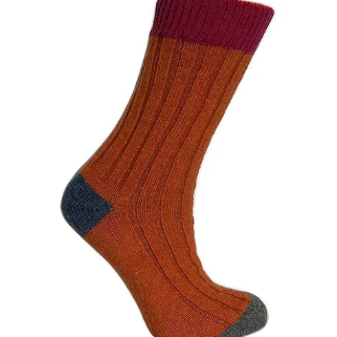 Merinould Strømper Cerise/orange | Str. 39/42