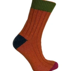 Merinould Strømper Lime/orange | Str. 39/42