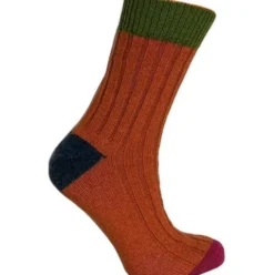 Merinould Strømper Lime/orange | Str. 35/38