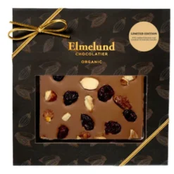 Mælkechokolade m. brændte mandler & tranebær Ø
