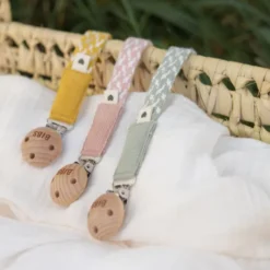Pacifier Clip Braided Sage/Ivory