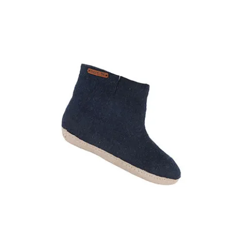 Uldstøvle m. Læder Sål Blue | 32