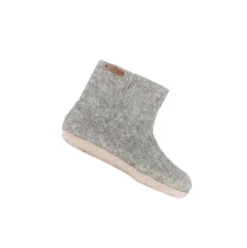 Uldstøvle m. Læder Sål Light Grey | 45
