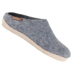 Uldtøffel m. Læder Sål Denim | 36