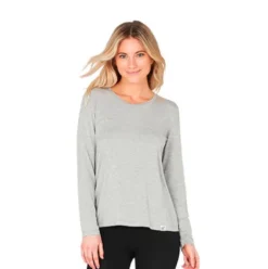 Women´s Long Sleeve Round Neck T-shirt Grå | Str. S