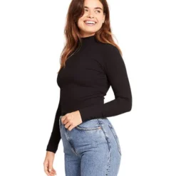 Women's Ribbed Turtleneck Top Sort | Str. S