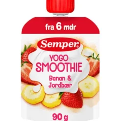 Yogo Smoothie Med Banan & Jordbær Fra 6 Mdr.